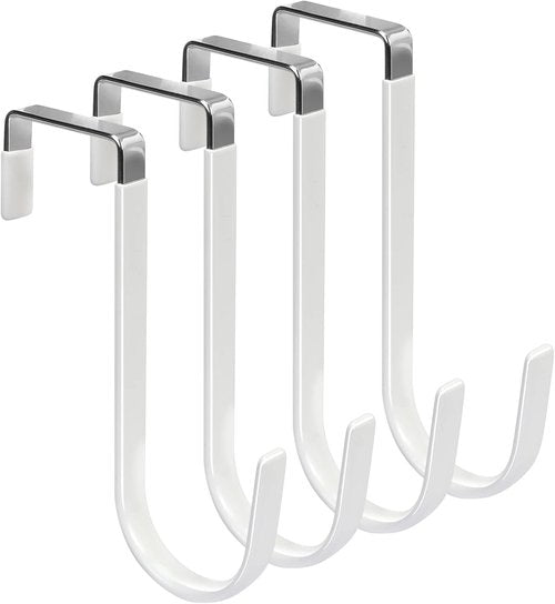 FYY Over The Door Hooks - Heavy Duty 4 Pack Hangers with Rubber Tips | Scratch-Resistant Organizer for Home