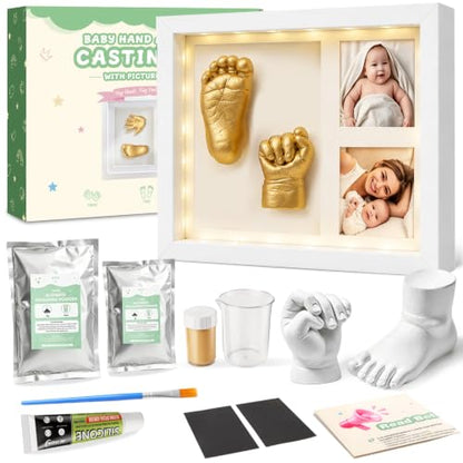 Baby Hand and Foot Casting Kit with Lighted Shadow Box Frame - Keepsake Gift