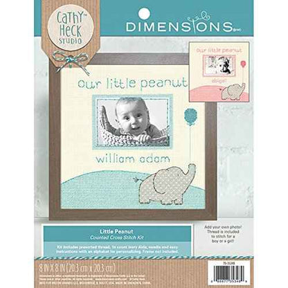 Dimensions 70-35348 Little Peanut Counted Cross Stitch Kit Baby Photo Frame, 8" x 8"