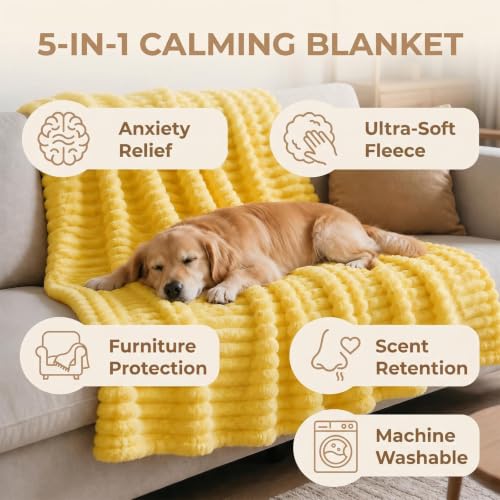 Yellow Dog Blanket - Lightweight Support & Comfort Throw for Crates, Beds, Sofa, Travel - 27x39in