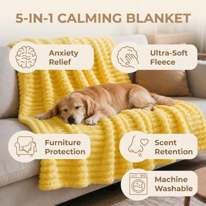 Yellow Dog Blanket - Lightweight Support & Comfort Throw for Crates, Beds, Sofa, Travel - 27x39in