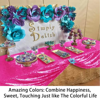 Sequin Rectangle Tablecloth 90x132 Inches Hot Pink Glitter Linen for Weddings & Parties - Variation: Hot Pink / 132" x 90"