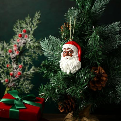 African American Santa Ornament Set - Festive Holiday Decoration, 6 Pieces