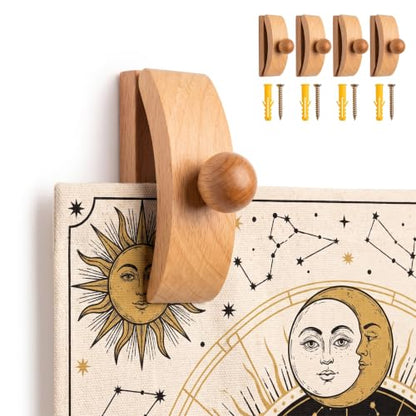 Heavy Duty Wooden Quilt Hanger with Strong Grip for Tapestries & Wall Art