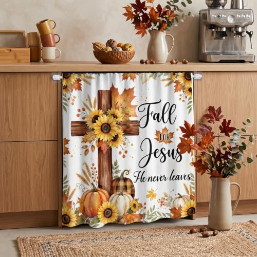 Fall Bible Verse Dishwasher Curtain Cover with Farmhouse Decor - 39x35in