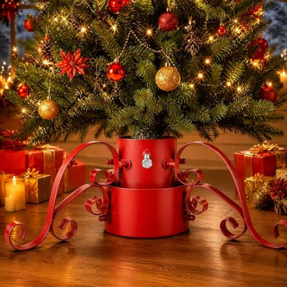 Metal Christmas Tree Stand with Water Reservoir - Red, 5ft Trees