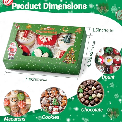 24PCS Christmas Cookie Gift Boxes with Clear Windows - Multiple Colors, 7x4.3x1.5 Inches