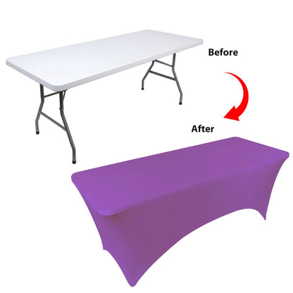 BDDC Table Covers for 4 Foot Tables, Spandex Table Covers 4ft, Purple Table Cloths Rectangle 4ft for Events, Wedding, Banquets & Parties