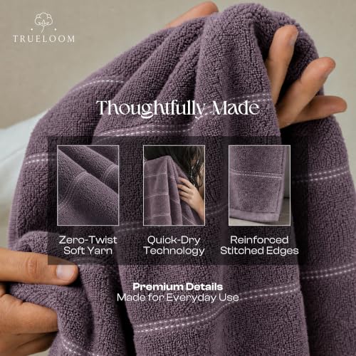 Velvet Bath Towels Set 27x54 Inch 100% Cotton Ultra Soft Absorbent - Muted Mauve, Pack of 4