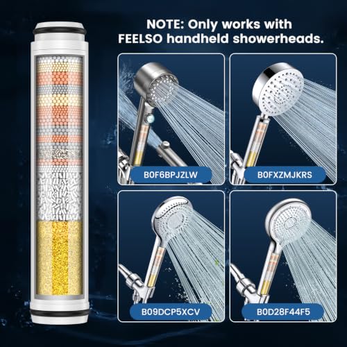 4 Pack Shower Filter Replacement for Feelso Shower Head - Water Purification System