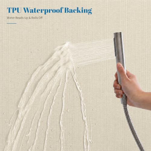 2-in-1 Waterproof Textured Fabric Shower Curtain - Cream, 72x72 Inches, Pack of 1