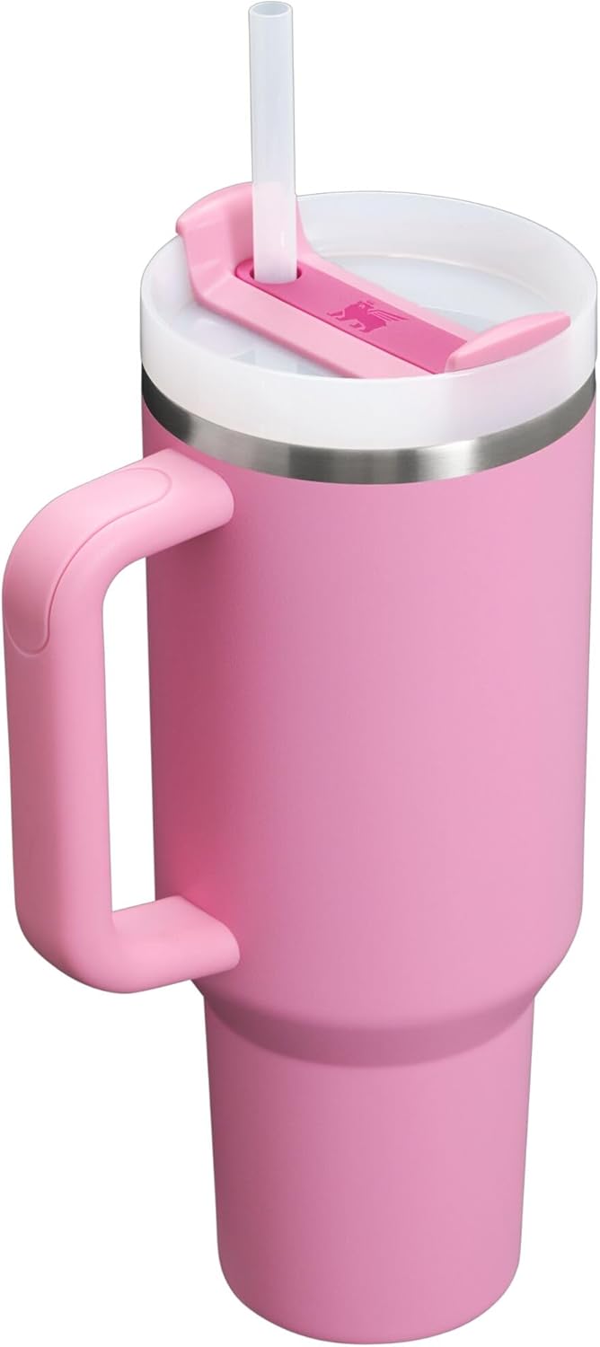 STANLEY Quencher H2.0 Tumbler - 40 oz Insulated Stainless Steel with Handle & Straw | BPA-Free | Peony