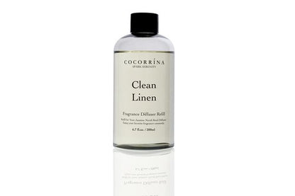 Cocorrína Clean Linen Scented Reed Diffuser Oil with 8 Sticks Fragrance for Bedroom, Bathroom, Oil Diffuser, Home Décor, 6.7 fl oz. (200 ml)