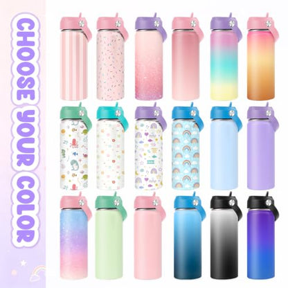 Personalized Kids Water Bottle with Name - Custom UV Printed 18oz Stainless Steel