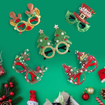 30Pcs Christmas Glitter Glasses Frames for Adults Holiday Party Accessory