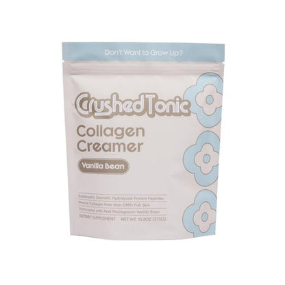 Crushed Tonic Korean Beauty Collagen Powder | Hydrolyzed Marine Collagen Peptides for Skin Glow, Hair & Nails | Mix in Coffee | Gluten-Free, Halal & Kosher (Vanilla Bean, 30 Servings (150 g), Pouch)