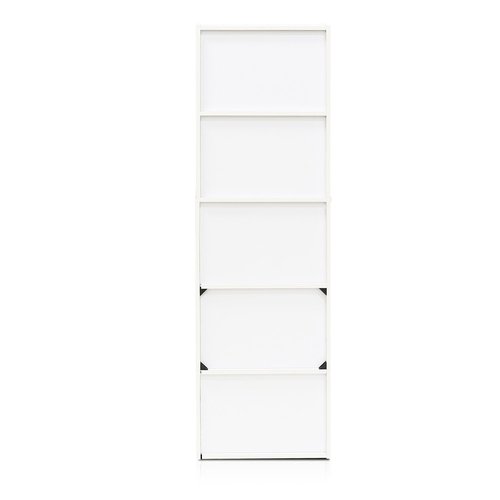 Furinno LUDER Book Shelf, 5-Tier Bookshelf, Bookcase with Open Shelves, 9.4 x 15.8 x 52, Easy Assembly, for Living Room, Bedroom, Home Office, White/Pink
