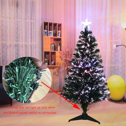 4FT Fiber Optic Green Christmas Tree with Stand Pre-lit Top Star Indoor Holiday Decoration - Variation of THIS listing