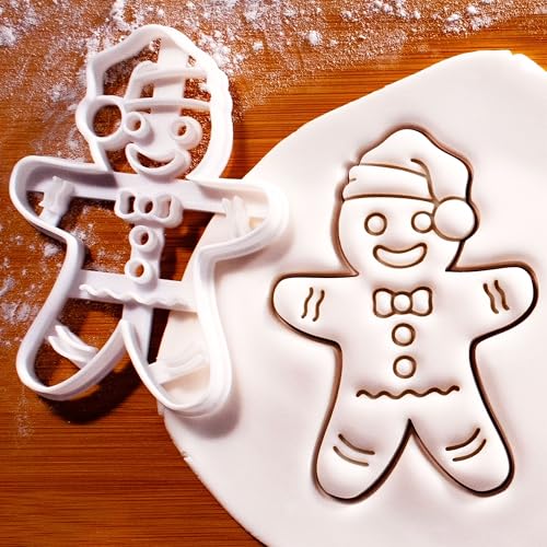 Christmas Gingerbread Man Cookie Cutter with Santa Hat - Baking & Crafting Tool