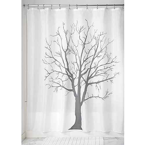 iDesign Tree Fabric Bathroom Shower Curtain - 72" x 72", Charcoal