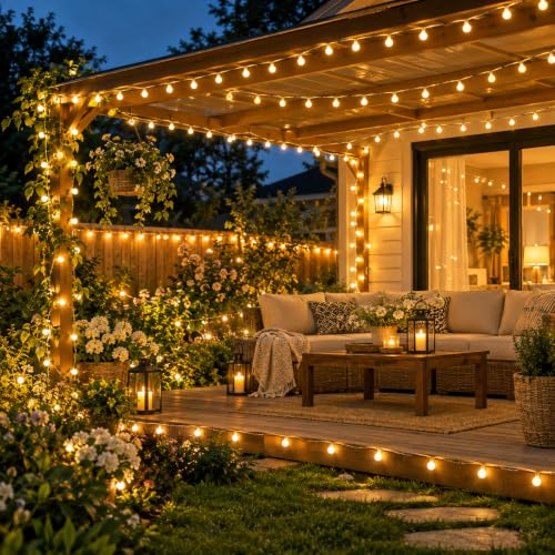 120 LED Fairy Lights Plug in 39ft Warm White Globe String Lights Indoor