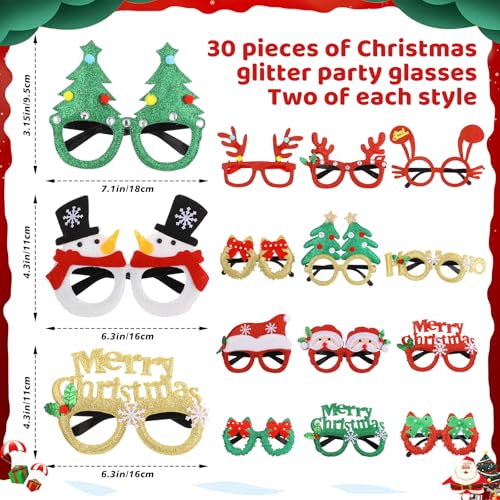 Christmas Party Favors Set with Santa Hats, Glasses, Headbands & Accessories
