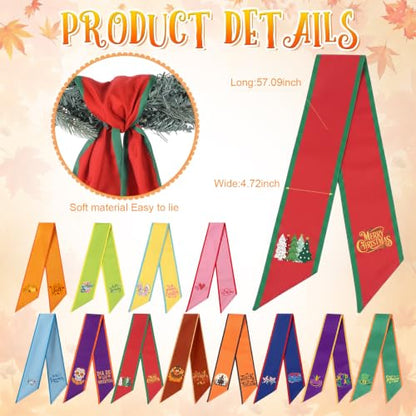 12 Pcs Seasonal Wreath Sash for Front Door Fall Autumn Holiday Decor