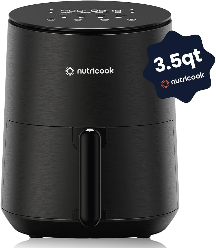 Nutricook Air Fryer | 3.5 Quart Compact Design with 8 Preset Functions & Tempered Glass Control Panel