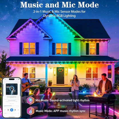 500FT RGB+IC Outdoor String Lights with App & Remote - Waterproof Garden Decor