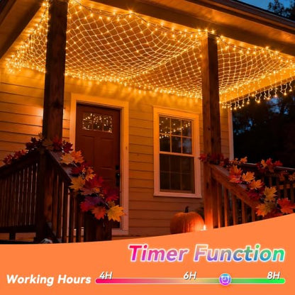 RGB Connectable 10x10FT Outdoor Christmas Net Lights 240 LED with Remote