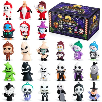 Black Nightmare Be Christmas Figures 24 Pcs Halloween Collectible Set