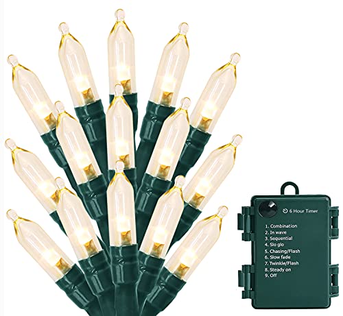 Christmas String Lights 33ft 100 LED Battery Operated Warm White Outdoor Indoor