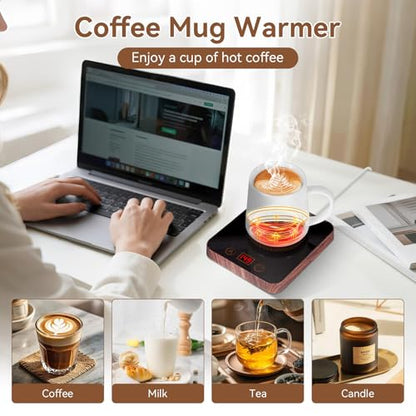 Coffee Mug Warmer for Desk with Auto Shutoff, Adjustable Temperature, 12-Hour Timer
