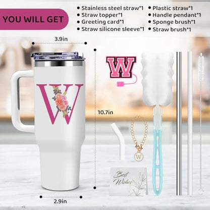 AiHeart Personalized Gifts for Women,Birthday Gifts for Sister,Wife,Best Friend,Monogrammed Customized Gifts,Travel Tumbler,Iced Coffee Tumbler,for Christmas,Halloween-W