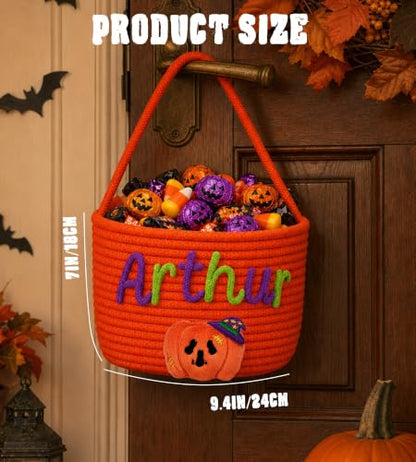 Personalised Halloween Basket with Name for Kids - Single-Hand Design