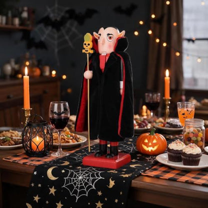 Halloween Vampire Nutcracker Decor - 10 Inch Wooden Spooky Soldier Figurine