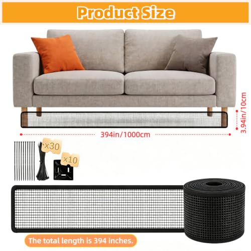 Under Couch Blocker and Bed Blocker for Pets - Black 394 × 3.94 Inch