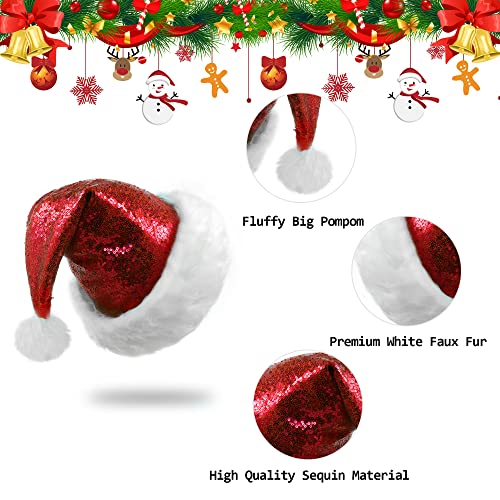 Silver Sequin Christmas Hat for Adults Unisex Holiday Costume