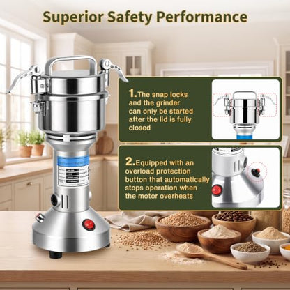 Electric Grain Mill Grinder 150g 850W 28000 RPM for Dry Grains and Spices