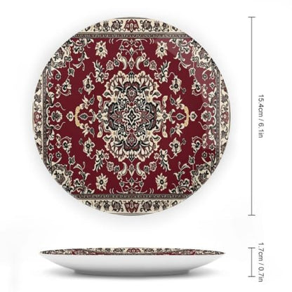 Classic Persian Style Ceramic Decorative Plate with Stand and Wall Hook - 6 Inch