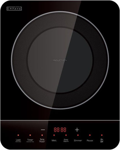 Empava Portable Induction Cooktop - Single Burner Electric Stove with Shatterproof Glass Top | 3 Preset Modes, 110-120V