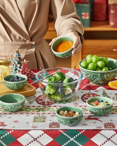 Christmas Dipping Bowls Set of 6 - 3.5 Inch Ceramic Holiday Condiment Bowls