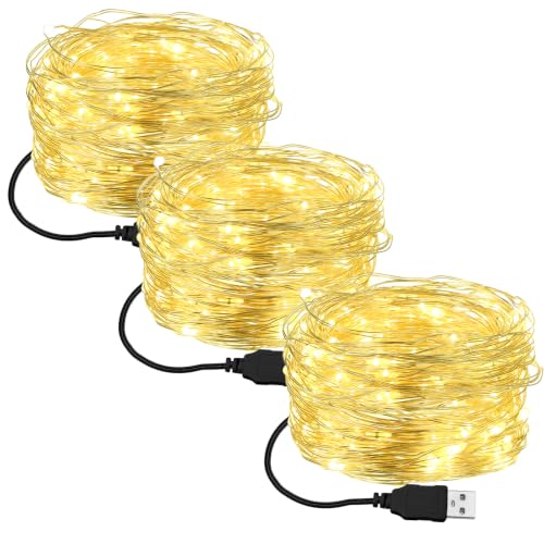3-Pack USB Fairy String Lights 6.56ft 20 LED Warm White Indoor Decor - Variation 3