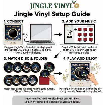 1PC Christmas Mini Vinyl Record Player Fridge Magnet Set - Custom Music Box Decor