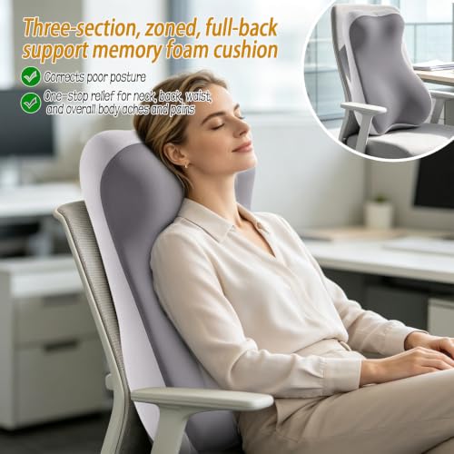 2-in-1 Neck and Lumbar Support Pillow for Office & Recliner Chairs - Ergonomic Back Cushion with Washable Cover