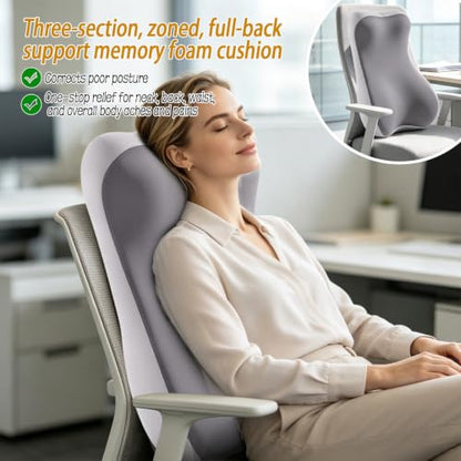 2-in-1 Neck and Lumbar Support Pillow for Office & Recliner Chairs - Ergonomic Back Cushion with Washable Cover