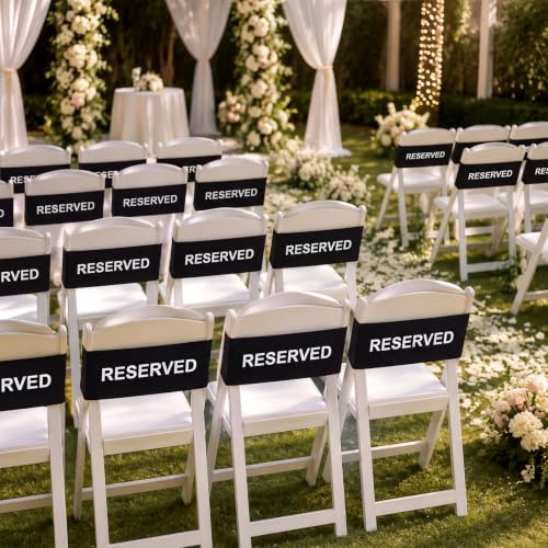 12 Pack Reserved Chair Bands - Stretch Seating Signs for Events & Weddings
