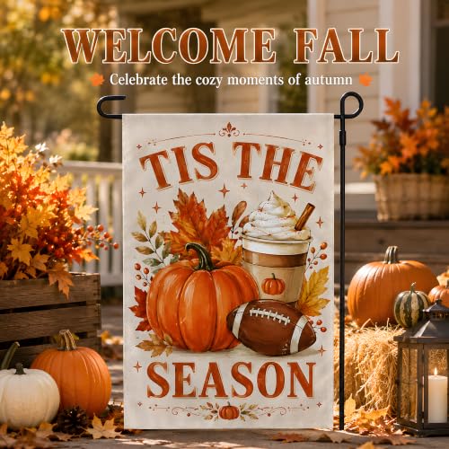 Fall Garden Flag Tis the Season Thanksgiving Decor Orange Brown