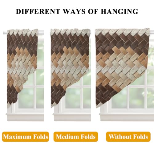 Brown Beige Rustic Swag Curtains Set - 2 Panels, 28W x 36L, Farmhouse Style, Room Darkening, Rod Pocket, Multiple Colors