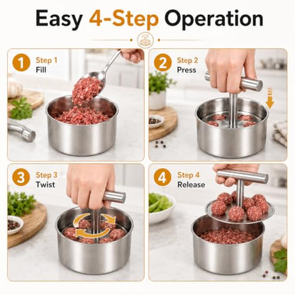 Stainless Steel Meatball Maker Tool 12 Holes - Uniformly Shaped Meatballs